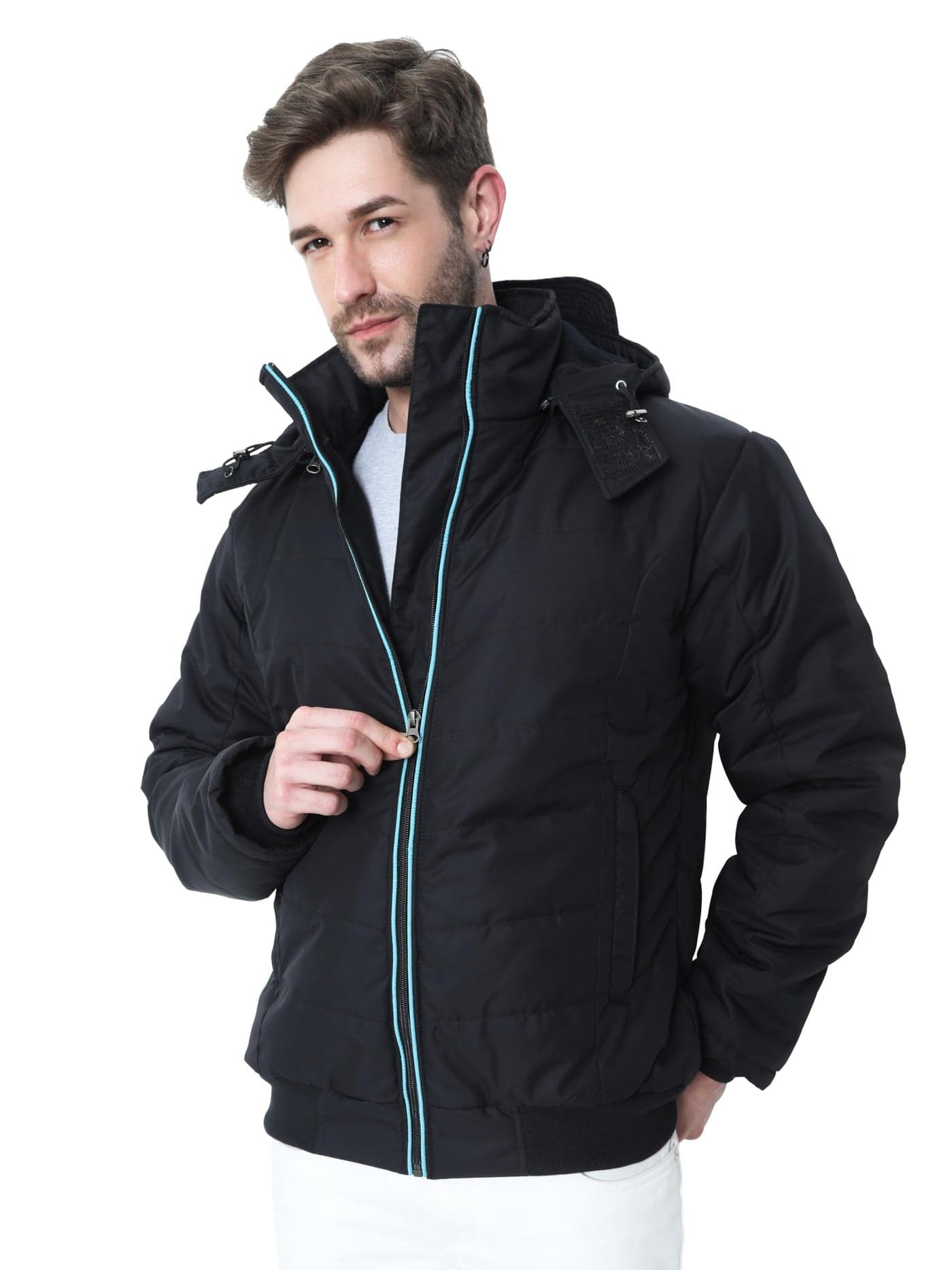 HIVER Wool Men's Hooded Winter Jacket - Waterproof and Snowproof (XXX-Large), Black