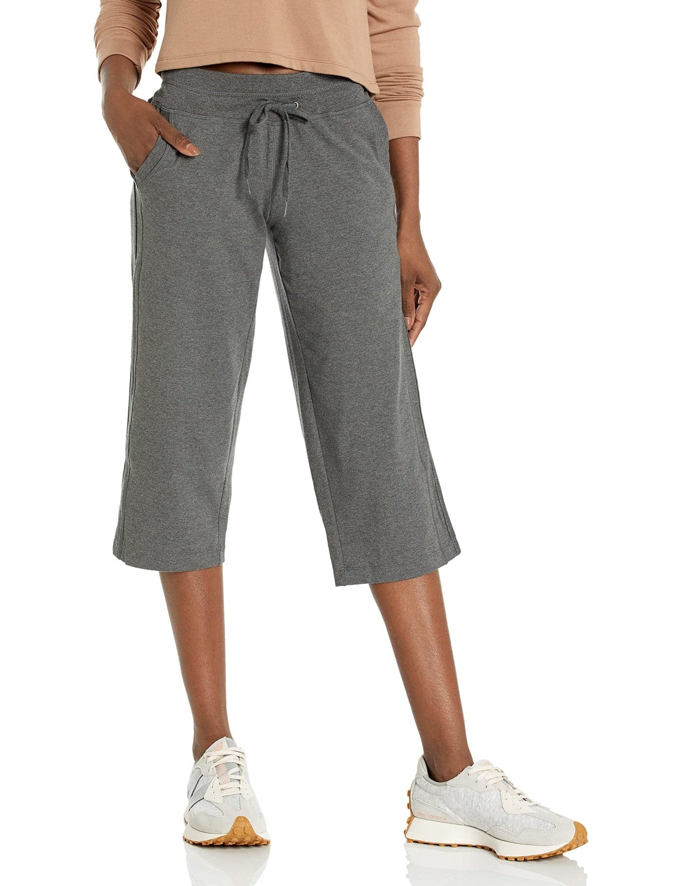 Danskin Women's Drawcord Crop Pant, Charcoal Heather, 2X