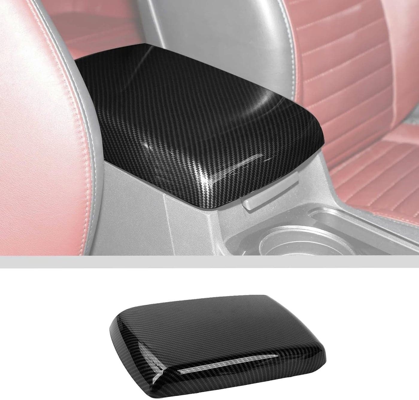 JWWY for Challenger Armrest Cover Case Pad Center Console Cover Decoration Trim for 20092014 Dodge Challenger Interior Accessories ABS Carbon Fiber