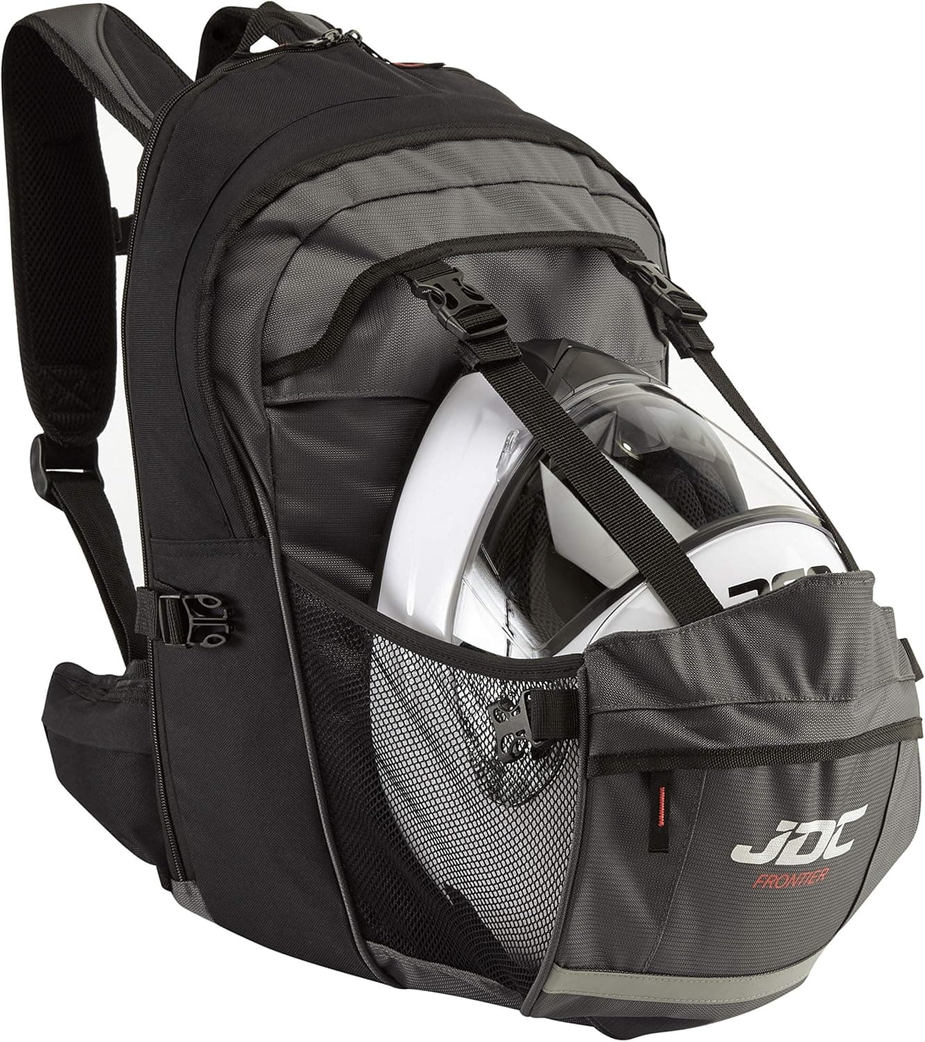 JDC Waterproof Motorcycle Backpack with Helmet Holder - 24L Expandable to 36L - Frontier