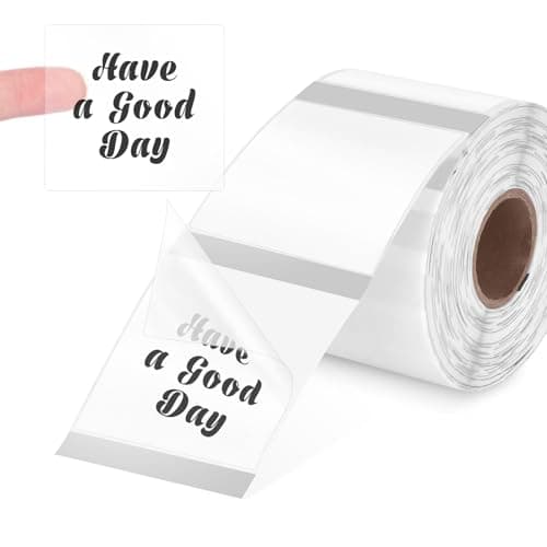 500 Clear 2'' x 2'' Square Thermal Sticker Labels - Transparent, Waterproof, Self-Adhesive, Printable for M221, PM-246S, PL70E-BT Label Printers