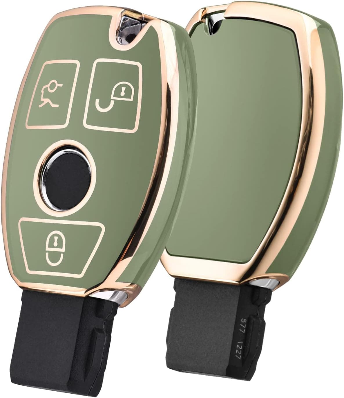 ELOHEI Mercedes Benz Key Fob Cover - Gold Edge Green
