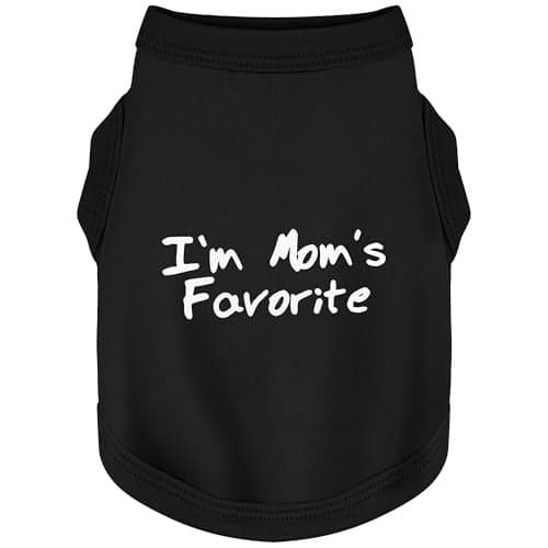 Cozy Sleeveless Canine Wear Dog Clothes, Soft, Lightweight, and Breathable Cotton Dog Shirt with I'm Mom's Favorite Print.Vest Tank Top Ideal for Small, Medium, and Large Breeds Black XS