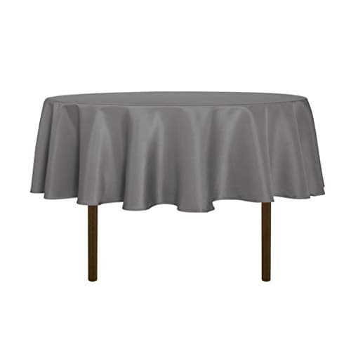 sancua Round Tablecloth - 70 Inch - Water Resistant Spill Proof Washable Polyester Table Cloth Decorative Fabric Table Cover for Dining Tables, Buffet Parties and Camping, Light Grey