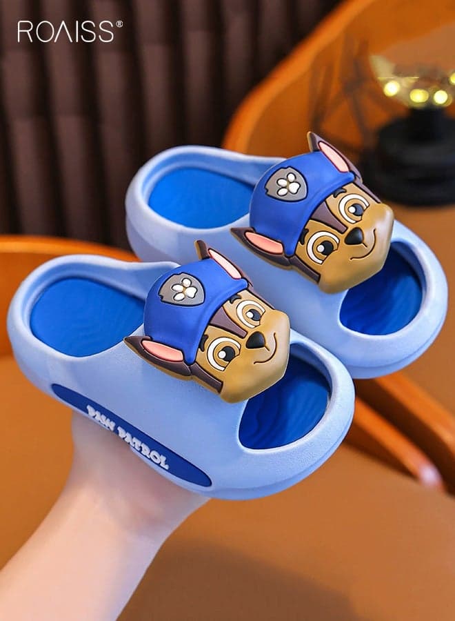 Kids' Non-Slip Slippers, Puppy Cartoon Summer Flip-Flops, Infant Bathing Indoor Slippers for Boys and Girls, Soft-Soled Breathable PVC One-Piece Injection-Molded Slippers, Blue