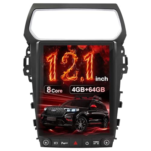 12.1 Inch Car Radio for Ford Explorer 2011-2019, 8 Core Head Unit, 4+64GB Touch Screen Stereo Upgrade with CarPlay/Android Auto,Fm/Am, GPS,Backup Camera (12.1''QLED)