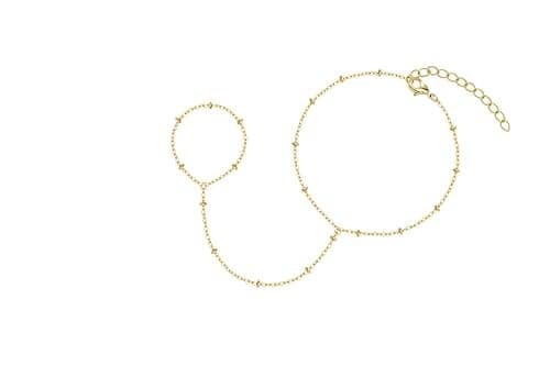 Poxtex Gold Beaded Bracelets for Women, Real Gold Hand Chain Bracelets, Dainty Adjustable Bracelets for Women Trendy, Jewelry Gifts for Women, Mother's Day Gifts for Mom