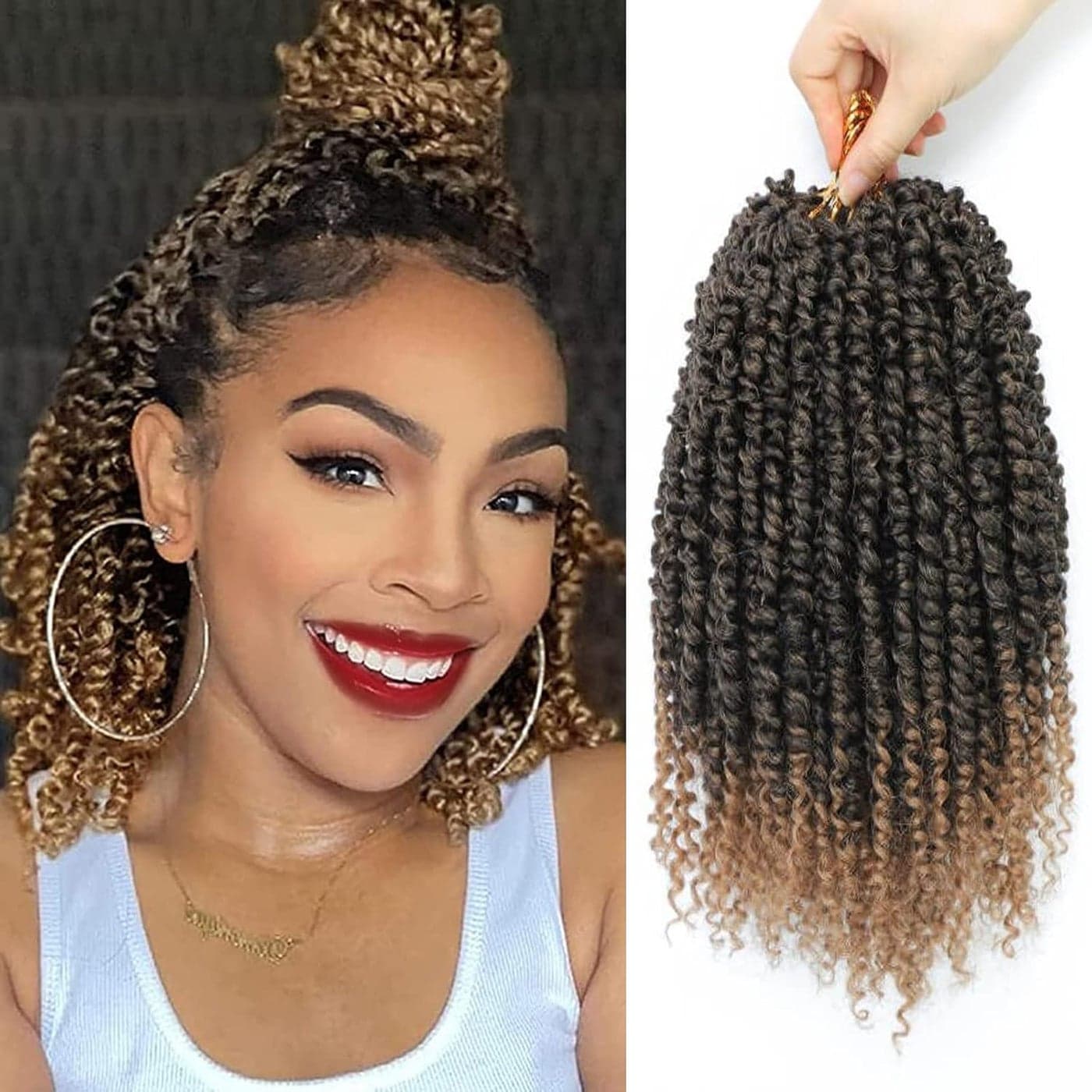 Passion Twist Crochet Hair10 Inch 9 Packs Ombre Pretwisted Passion Twist Hair Soft Pre Looped Crochet Hair For Women Short Curly Crochet Twists Braids10T27