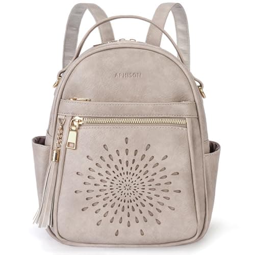 APHISON Small Backpack Purse for Women Cute PU Leather Mini Backpacks Ladies Casual Lightweight Travel Daypack Waterproof