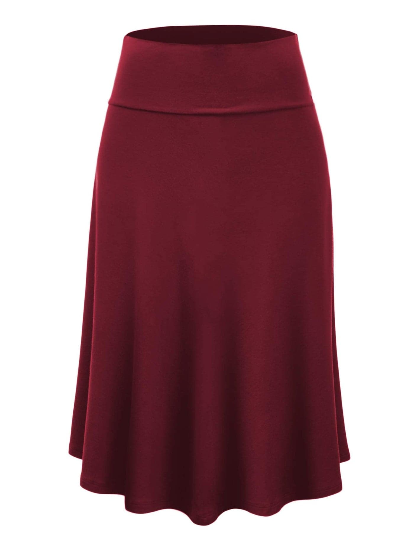 FRAULEIN Women's Midi Skirt Wide High Waist Vintage A-Line Flared and Swingy Skirt (in, Alpha, 2XL, Plus, Wine)