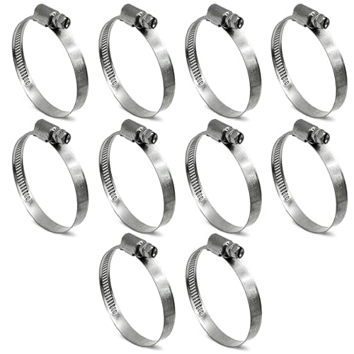 CHUN YUNG DA 10 Pack SAE Size 28 Stainless Steel Hose Clamps German Style Embossed Worm Gear Clamp Adjustable 158 to 238 inch 4060mm for Automotive Intercooler Pipe