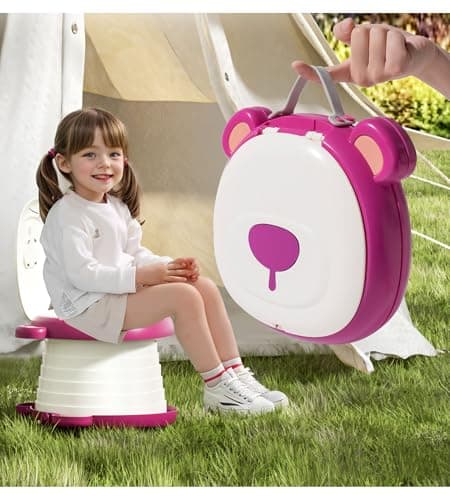 AKIMRABY Travel Potty Seat for ToddlerFoldable Car Potty for Toddler Portable Toilet Seat for Kids with Potty Liners Absorbent Pads Portable Potty Seat for Toddler Travel Camping and Outdoor Use