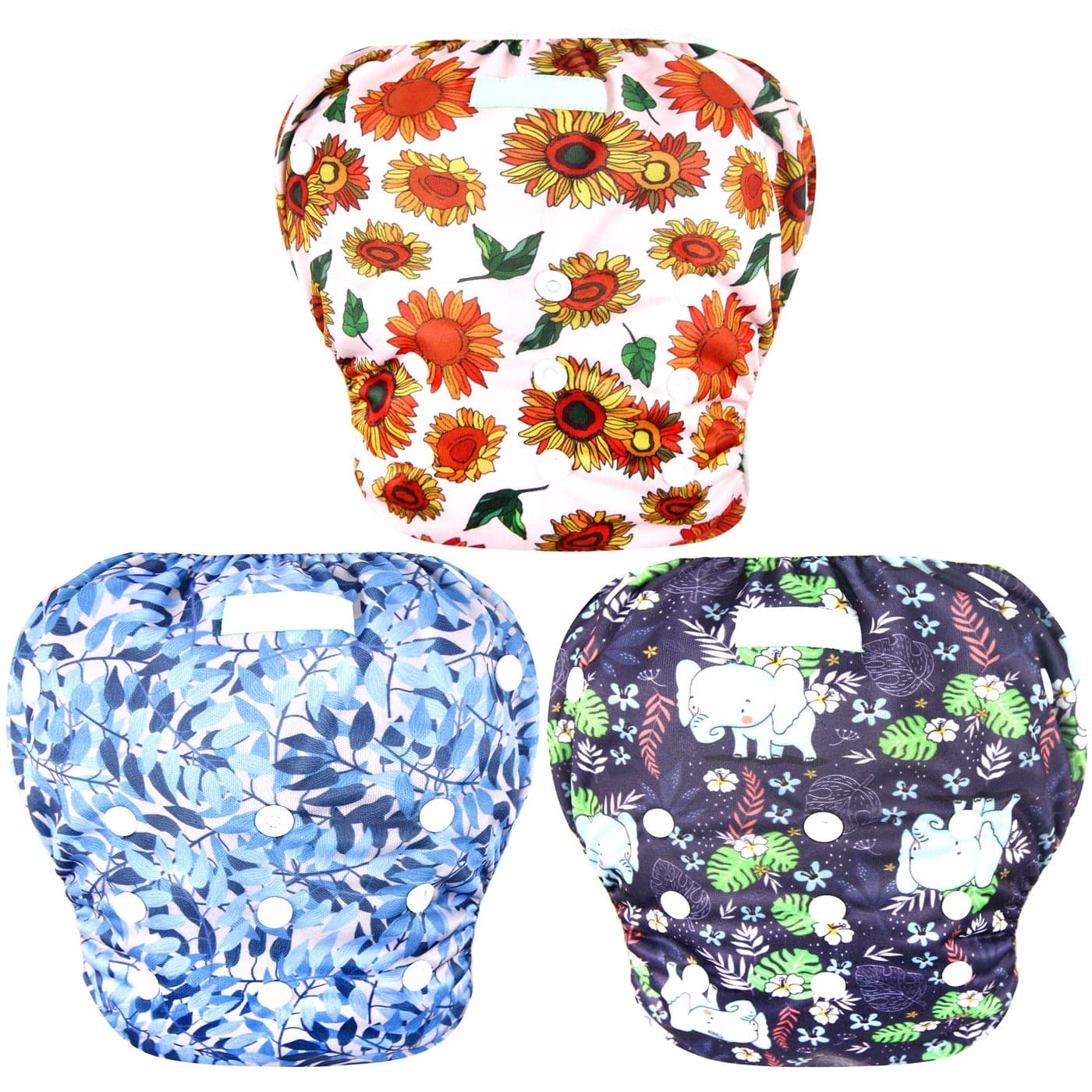 Wegreeco Baby Toddler Snap One Size Adjustable Reusable Baby Swim Diaper Plant Small 3 Pack