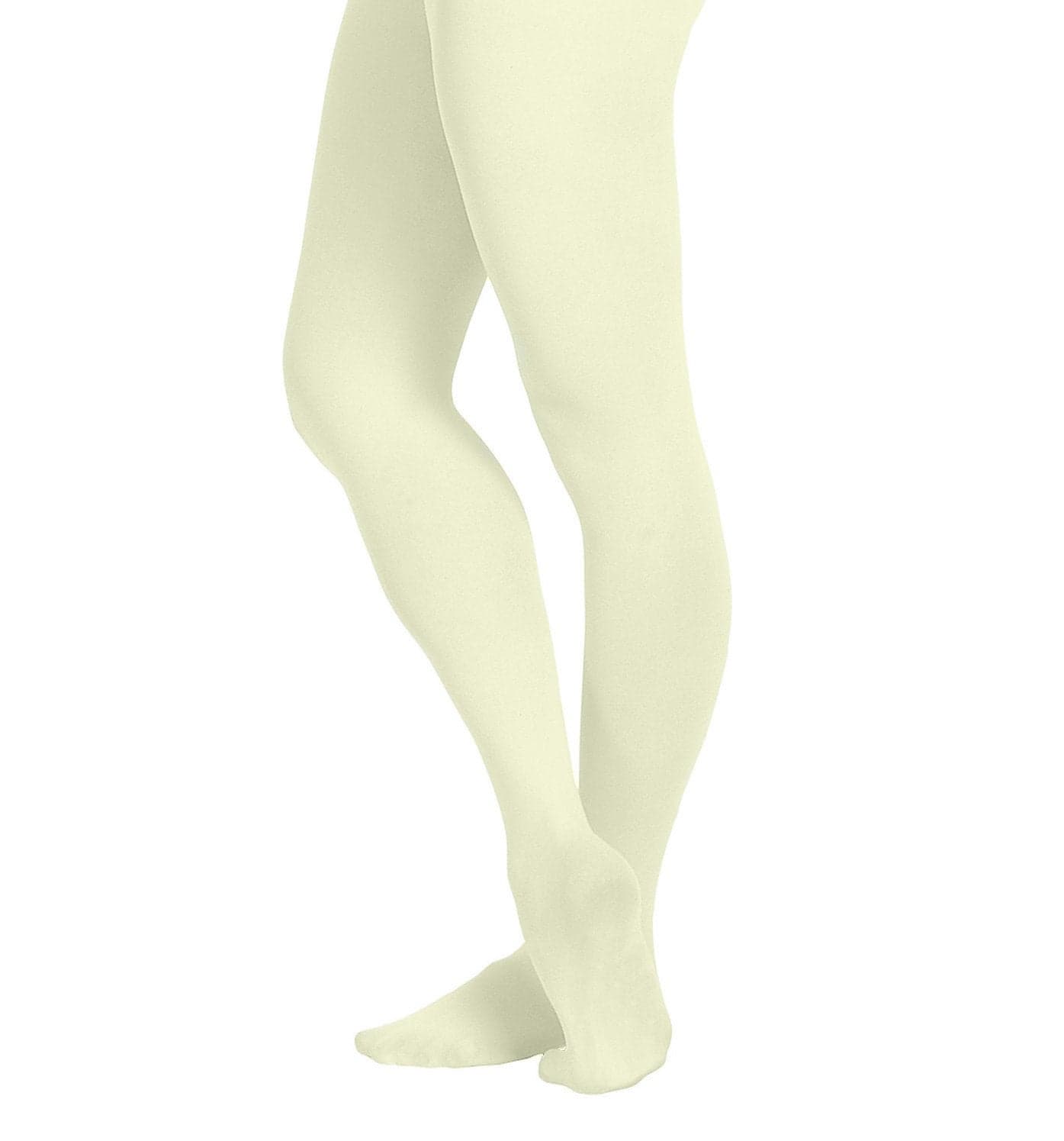 EMEM Apparel Girls' Kids School Uniform Opaque Microfiber Footed Tights Hosiery Stockings Ivory 8-10