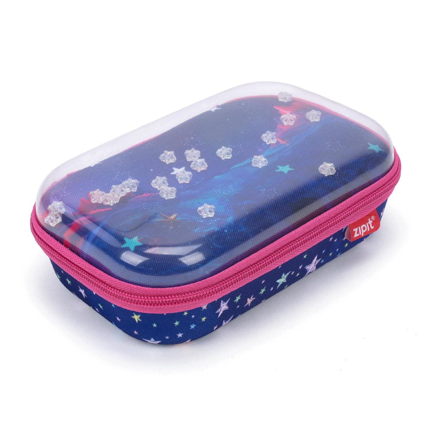 ZIPIT Clear Top Pencil Case for Kids Durable Pencil Box for School Large Capacity Stationery Organizer Box Stars