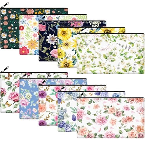 Reginary 20 Pieces Flower Cosmetic Bag for Women, Roomy Flower Makeup Bags with Zipper Toiletry Bag Pouch Travel Accessory Organizer Gifts, 7 x 4.3 Inches