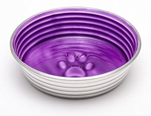 Loving Pets - Le BOL Dog Food Water Bowl Enamel Ceramic Bowl No Tip Stainless Steel Pet Bowl No Skid Spill Proof (Medium, Lilac)