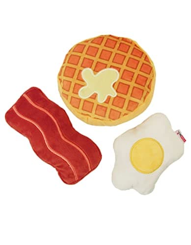 TONBO Plush Toys Combo Waffle Bacon Egg Rise and Shine for Small Breeds Dogs Lightweight Portable
