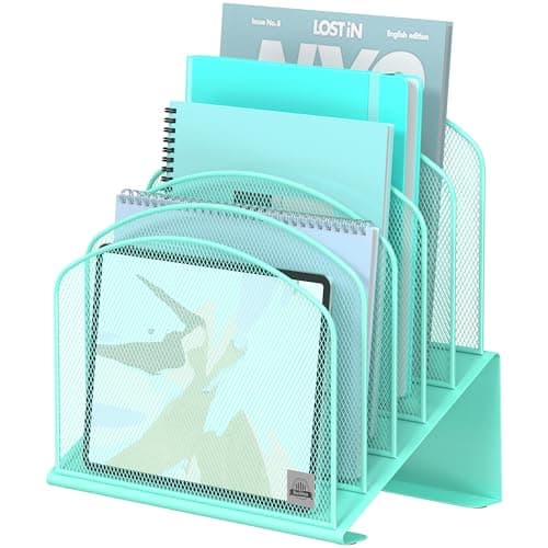 Delifox Inclined Desk File OrganizerVertical File Folder Holder Stand Metal Rack File Sorter for Office Classroom Desktop Organization