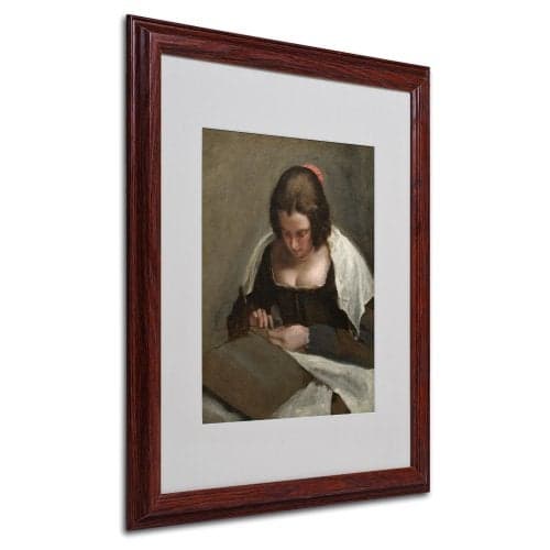 Trademark Fine Art The Needlewoman 1640-50 by Diego Velazquez with Wood Frame Artwork, 16 by 20-Inch