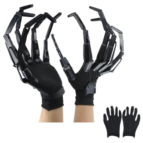 Halloween Articulated Fingers with Protective Gloves Articulated Finger Extensions Finger Claw with Protective Gloves Scary and Flexible Skeleton Claws Hands Halloween Props for Any Costume Black