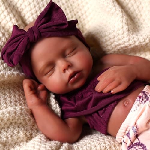 BABESIDE 16 inch Full Body Silicone Baby Dolls Realistic African American Reborn Doll Black Girl Bathable Anatomically Correct Newborn with Accessories for Kids Age 3 Collectors