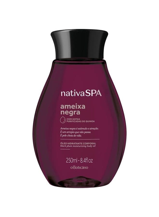 Nativa SPA by O Boticário, Black Plum Body Oil, Enriched with Purified Quinoa Drops to Boost Hydration, 6.8 Ounce