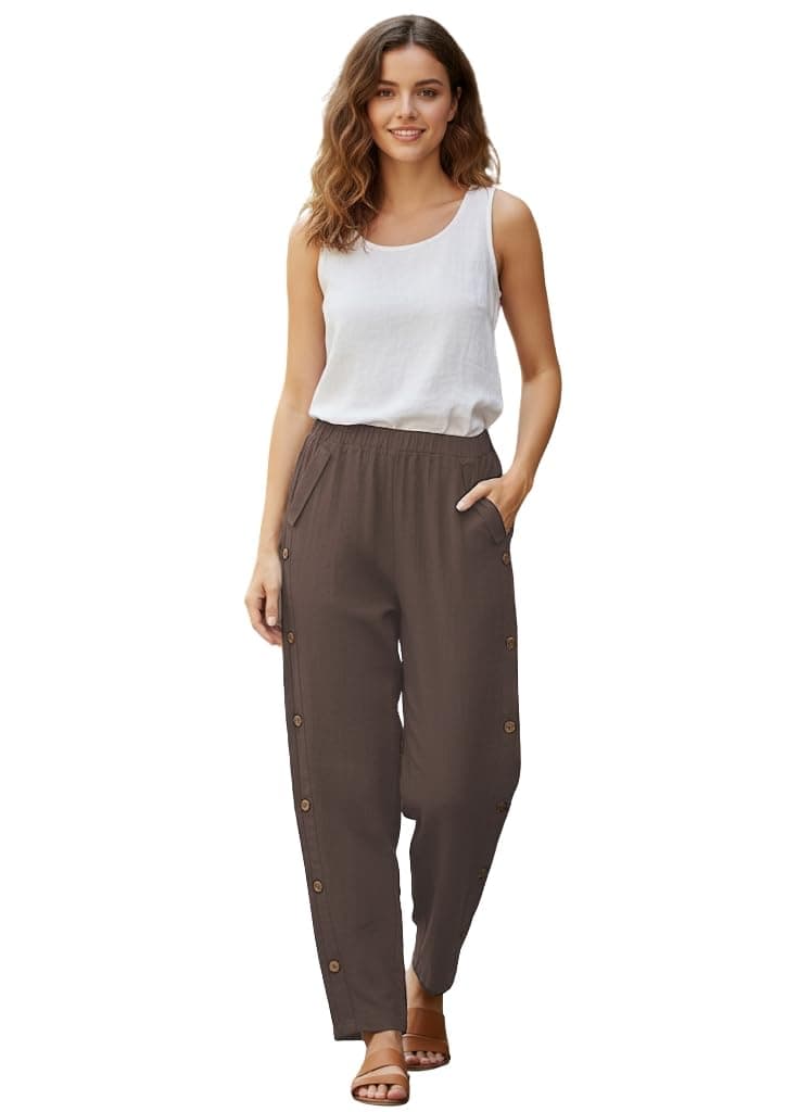 TOPLOT Women's Trousers | Loose Fit Design | Stylish Korean Style Look | Formal Pant for Women | Trendy Fashion Styling | Easy Movement | Excellent for Casual (5192_36_Dark Beige)