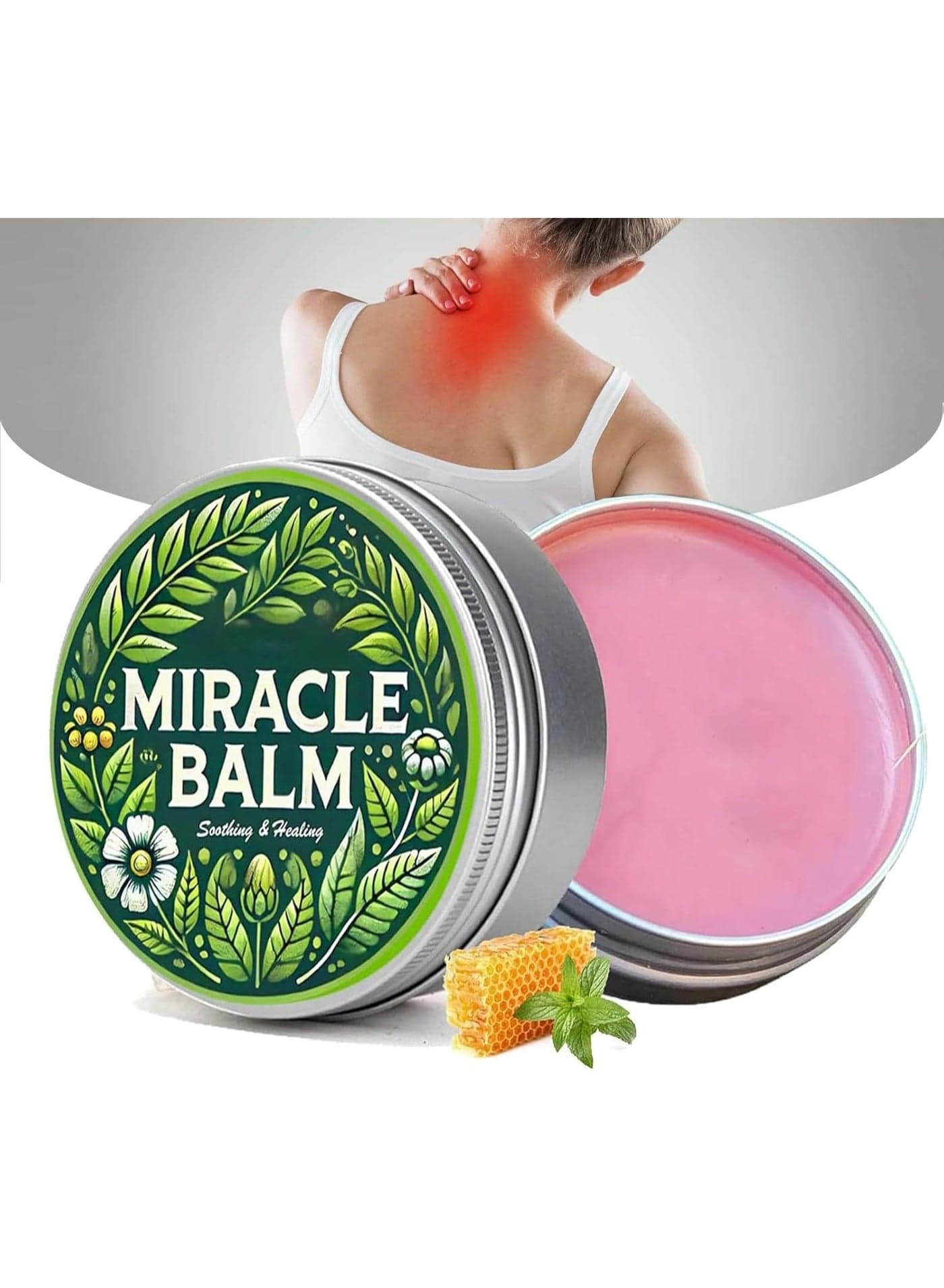 Miracle Balm for Pain & Tension Relief – Botanical Recovery Salve with Honey, Calendula & Essential Oils – Gentle Soothing Formula for Muscles, Neck, Shoulders & Back