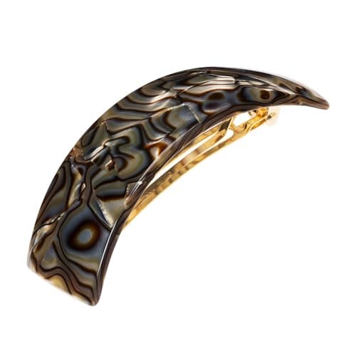 Large Grey Hair Barrette for Thick Hair, Rectangle Volume French Barrette for Women, Strong Hold, Comfortable and Easy to Use, Onyx Faux Shell | France Luxe