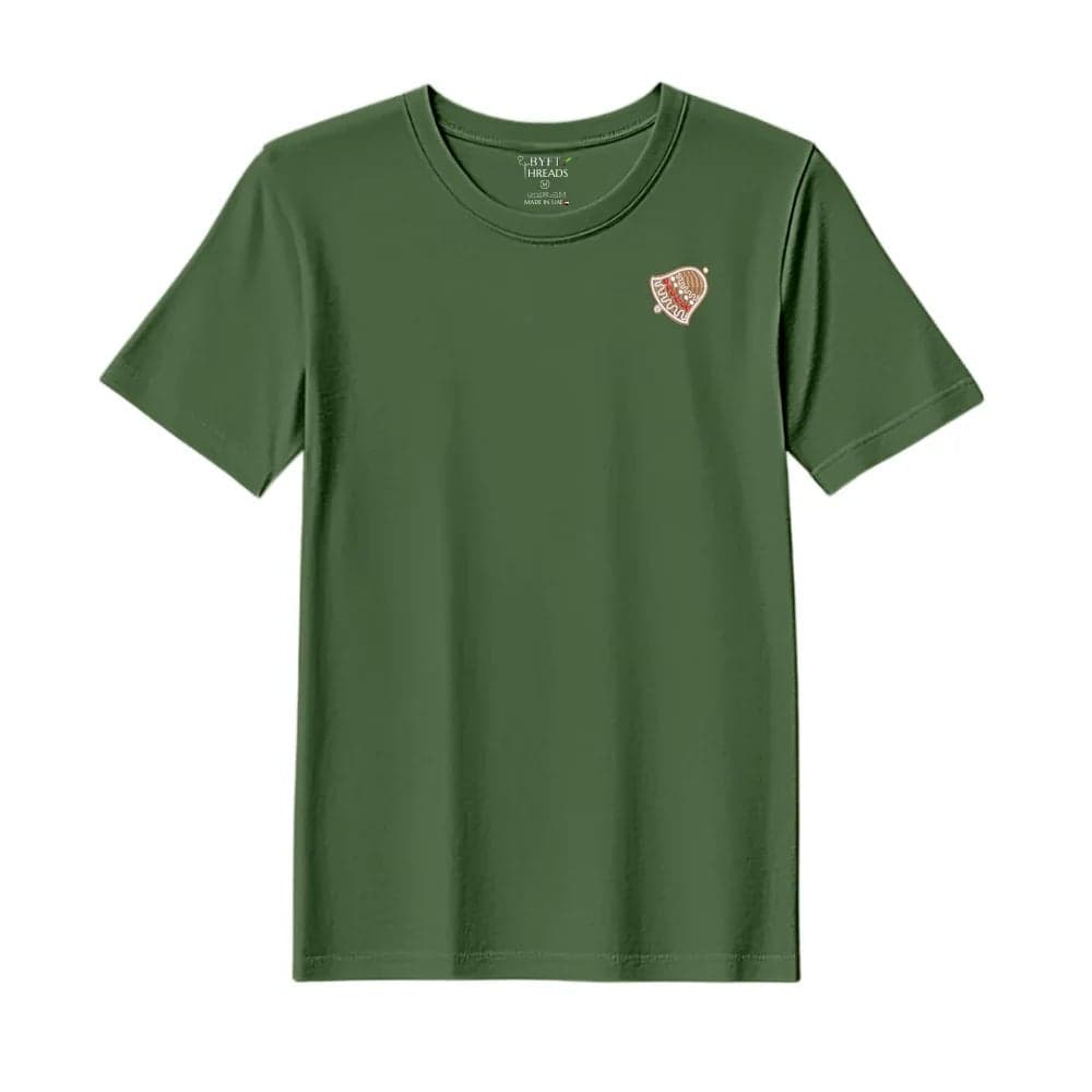 Threads Large Forest ELF Green Polycotton T-Shirt - Christmas "Gingerbread Bell Cookie" Embroidered Design, Premium Holiday Collection