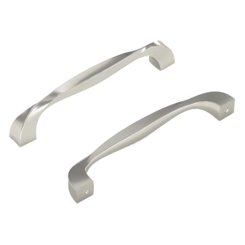 Hickory Hardware 1 Pack Solid Core Kitchen Cabinet Pulls, Luxury Cabinet Handles, Hardware for Doors & Dresser Drawers, 5-1/16 Inch (128mm) Hole Center, Satin Nickel, Twist Collection