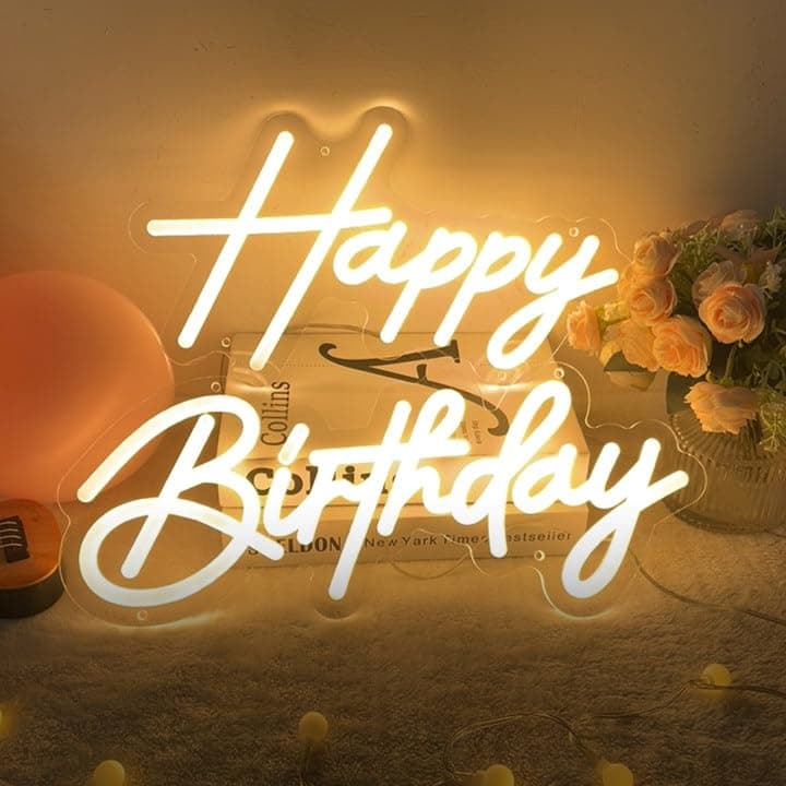 Happy Birthday Neon Sign 31x15Happy Birthday Led Sign for Backdrop Party Wall Decor with Dimmable Switch Brightness Adjustable 2PCS Happy Birthday Light Up Sign Party Decoration USB Powered