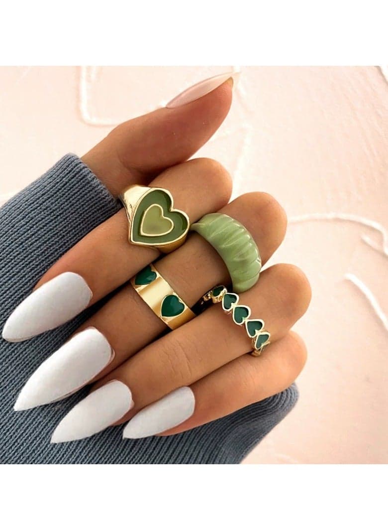 Heart Ring Set for Women – Cute Romantic Adjustable Love Rings | Dainty Stackable Jewelry Gift