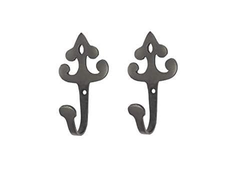 HOBKNOBS (Set of 2 MI Wall/Wooden Mounted Brass 94mm(H) Hook Hanger - Grey..
