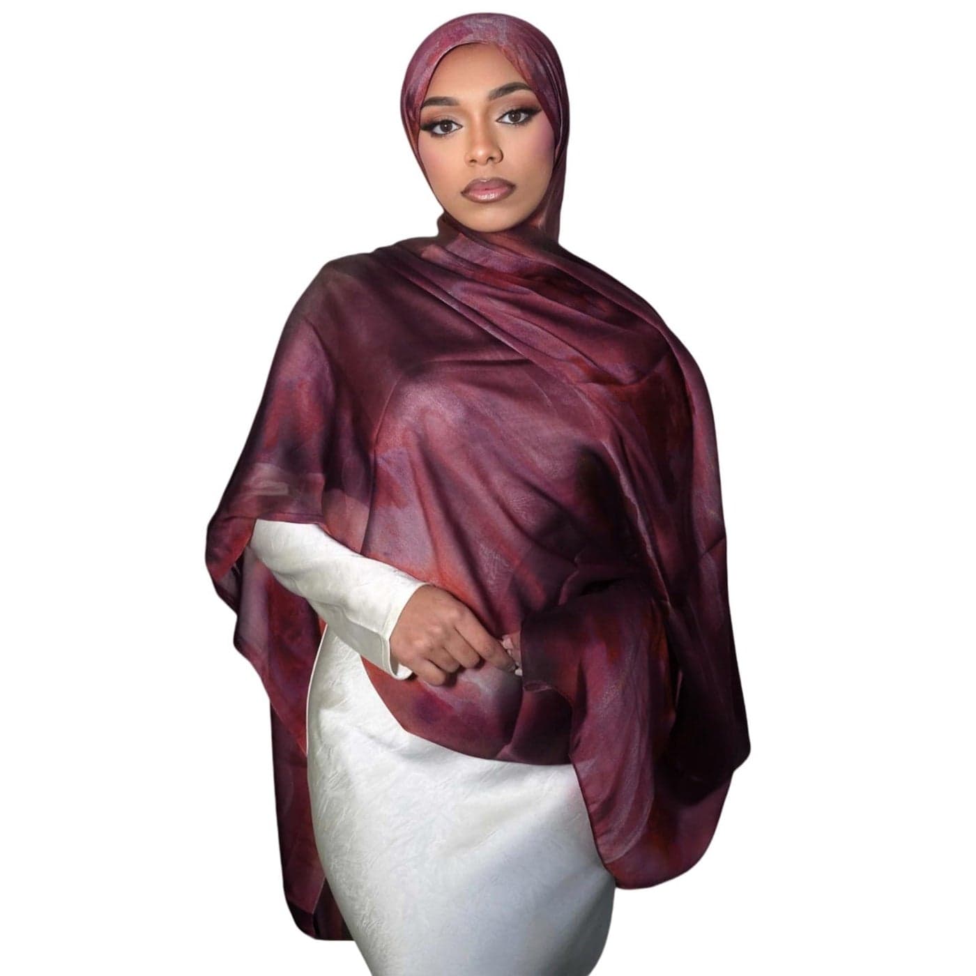 RARITYUS Silky Satin Hijab Scarf for Women Watercolor Floral Printed Muslim Hijab Head Wrap Fashion Long Scarves Shawls