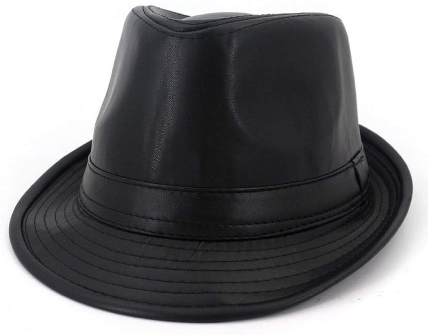 Zacharias G3E Men's Leather Fedora Cowboy Hat Black_Free Size (Pack of 1)