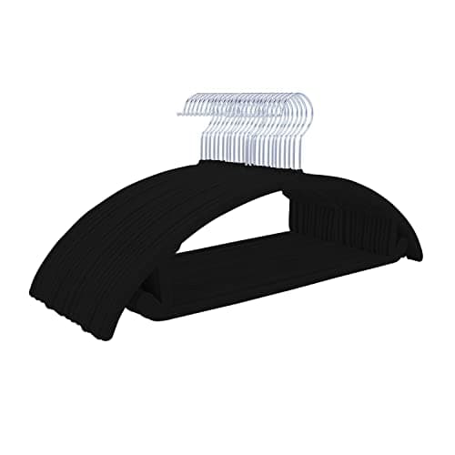 MIZGI Premium Velvet Hangers 30 Pack Heavyduty- Non Slip No Shoulder Bump Suit Hanger - Chrome Hooks,Space Saving Clothes Rounded Shape for Coat,Sweater,Jackets,Pants