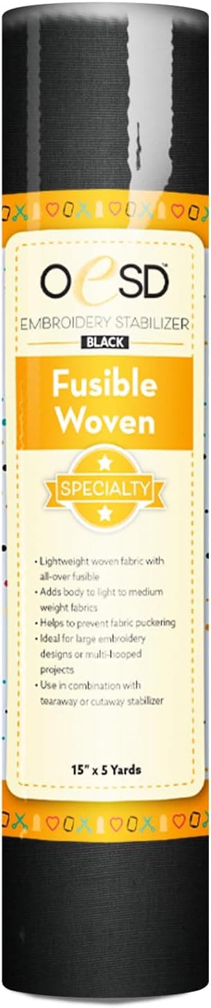 Fusible Woven Cut Away Black Fabric Interfacing 15 x 5 Yd Roll