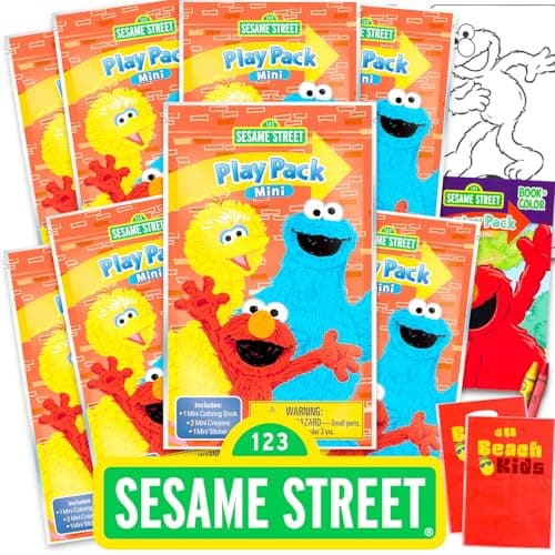 8 Pc Sesame Street Mini Party Favors Set Bundle 8 Play Packs with Mini Coloring Books Stickers and Goodie Bags Sesame Street Birthday Party Supplies Decorations