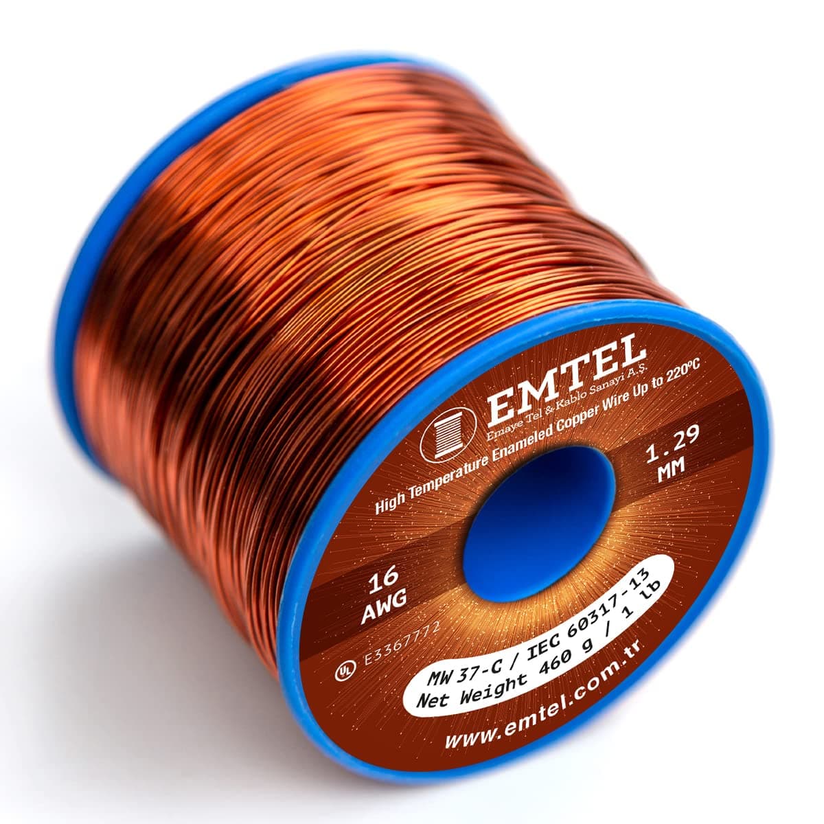 Emtel 16 AWG 1 lb 129 ft 999 Pure Copper Wire Enameled Magnetic Wire for Motor Transformer Magnetic Coil Electroculture Gardening Winding Magnet Wire 220C 428F Thermal Class