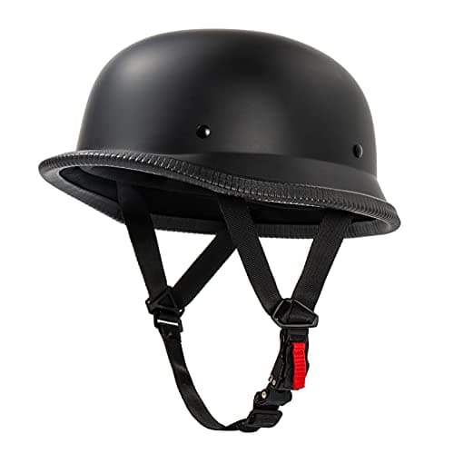 German Style Motorcycle Helmet, Thin Skull Cap Half Face Helmet for Adult Men Women, Retro Shell Helmet for Cruiser Scooter Chopper, DOT Approved (Matte Black, X-Large)