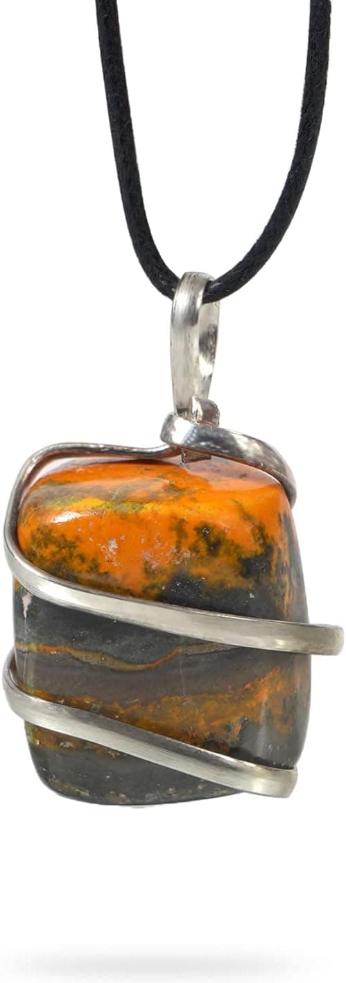 AYANA Bumblebee Crystal Necklace - Handmade, Pendant Necklace for Women, Trendy Bohemian Gemstone Statement Jewelry - Raw BumbleBee Jasper Eclipse Stone