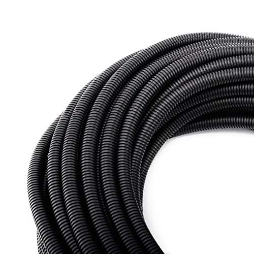 ZhiYo 50FT 3/8” Wire Loom Split Tubing Auto Wire Conduit Flexible Cover | High Temperature Heat Resistant -40F to 257F | Plastic Cover for Electrical Wires & Cables