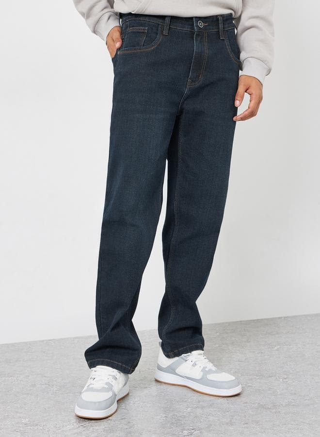 Men Dark Wash Regular Fit Denim Jeans