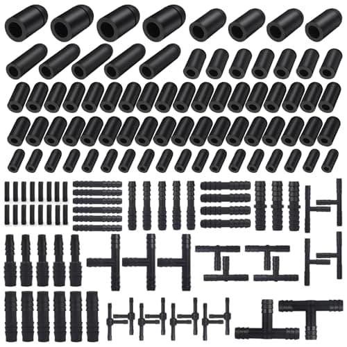 115PCS Nylon Vacuum Connectors 63 PCS Assorted Vacuum Plugs Hose End Caps Assortment Kit Black