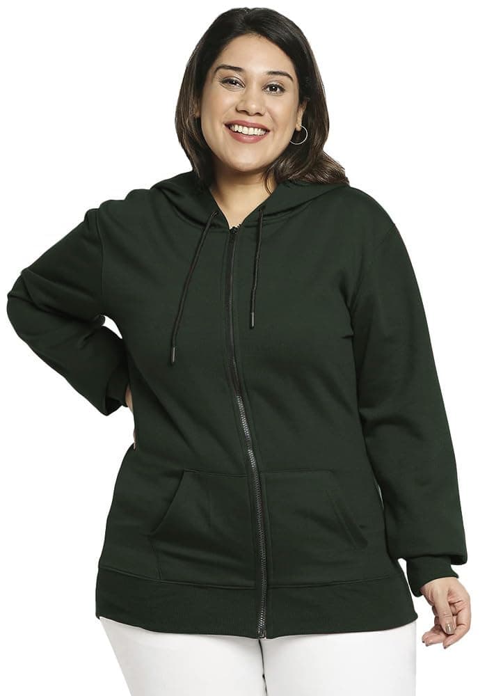 Wear Your Opinion Women's Plus Size Fleece Zipper Regular Fit Hoodie Jacket (5Xl, Olive Green)