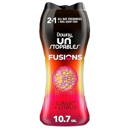Downy Unstopables Fusions Scent Duos Laundry Scent Booster Beads, Sunset and Citrus Scent, 10.7 OZ, 24hr non-stop freshness with 2 in 1 dual scent laundry scent beads