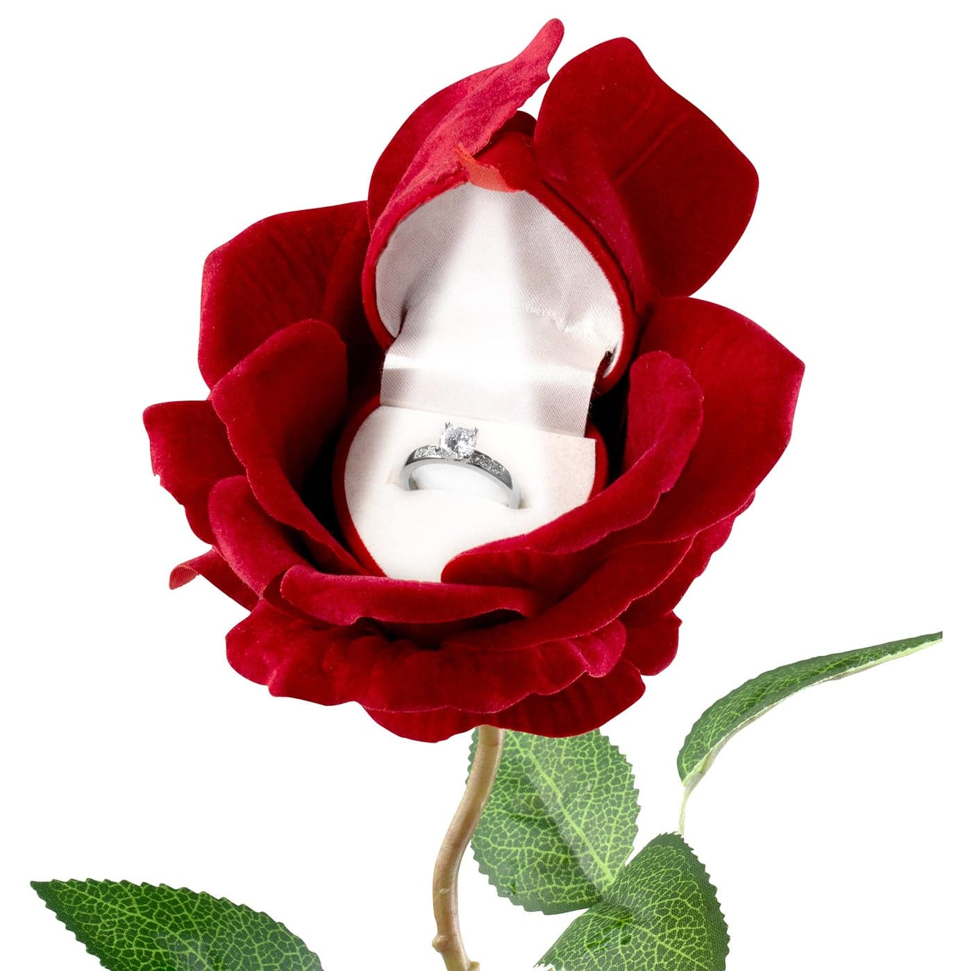 Noble Rose Ring Box with Light Flower LED Engagement Ring Box for Proposal Ring or Special Occasions
