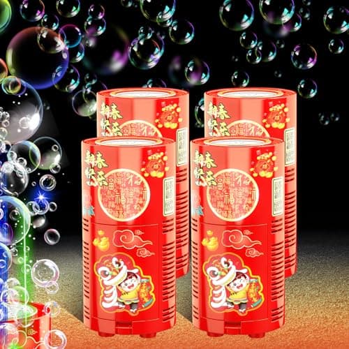 Bubble Machine 4PCS 13 Holes with LED Lights Automatic Bubble Blower Toys Portable Bubbles Maker for Wedding Christmas Chinese New Years Party Decorations Kids Birthday Gifts Balloons Banner